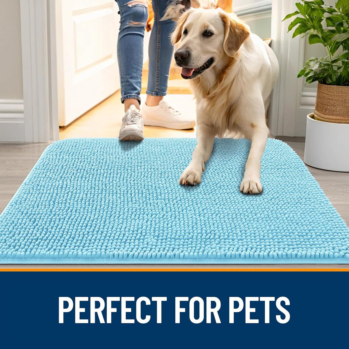 OLANLY Dog Door Mat for Muddy Paws 47x20, Super Absorbent Chenille Mud Mat