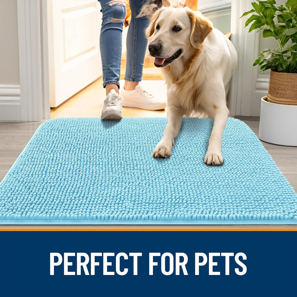 OLANLY Dog Door Mat for Muddy Paws 47x24, Super Absorbent Chenille Mud Mat