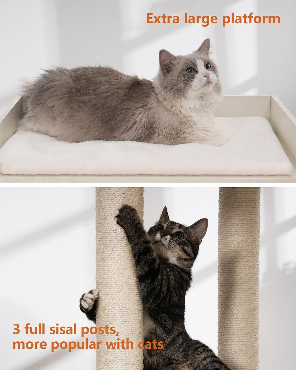 FourFurPets Modern Cat Tree for Indoor Cats Large Adult, Large Platforms