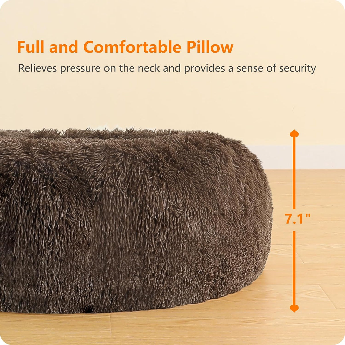 Dwanton Orthopedic Small Donut Dog Bed & Cat Bed, Gel Memory Foam, 24"