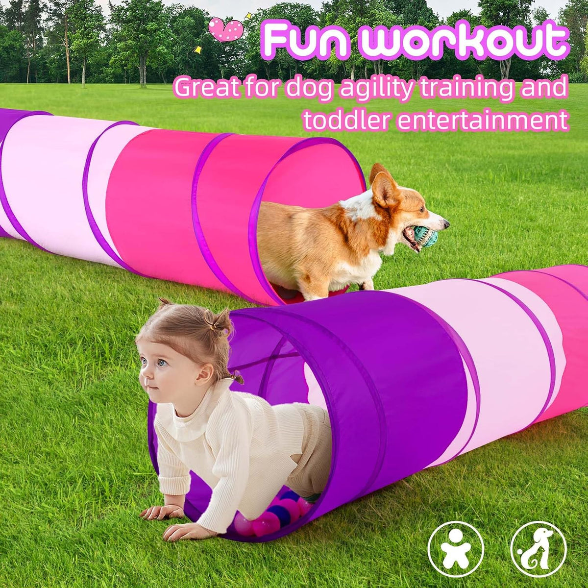 Kids Play Tunnel Tent for Toddler, 6-ft Pop Up Crawl Tunnel Toy for Baby Children or Dog Cat, Collapsible Gift for Boy and Girl Play Tunnel Indoor and Outdoor Game (Colorful Play Tunnel)