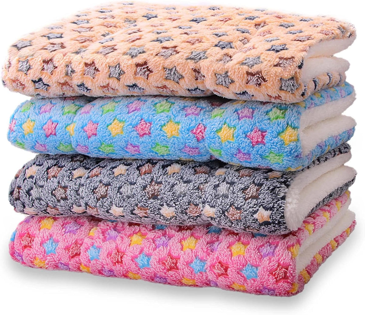 FJWYSANGU Fluffy Pet Cat Blanket Soft Coral Velvet Pet Puppy Cushion Mat Warm Cover Soft Pad Mat(Star V2/Beige,Medium)