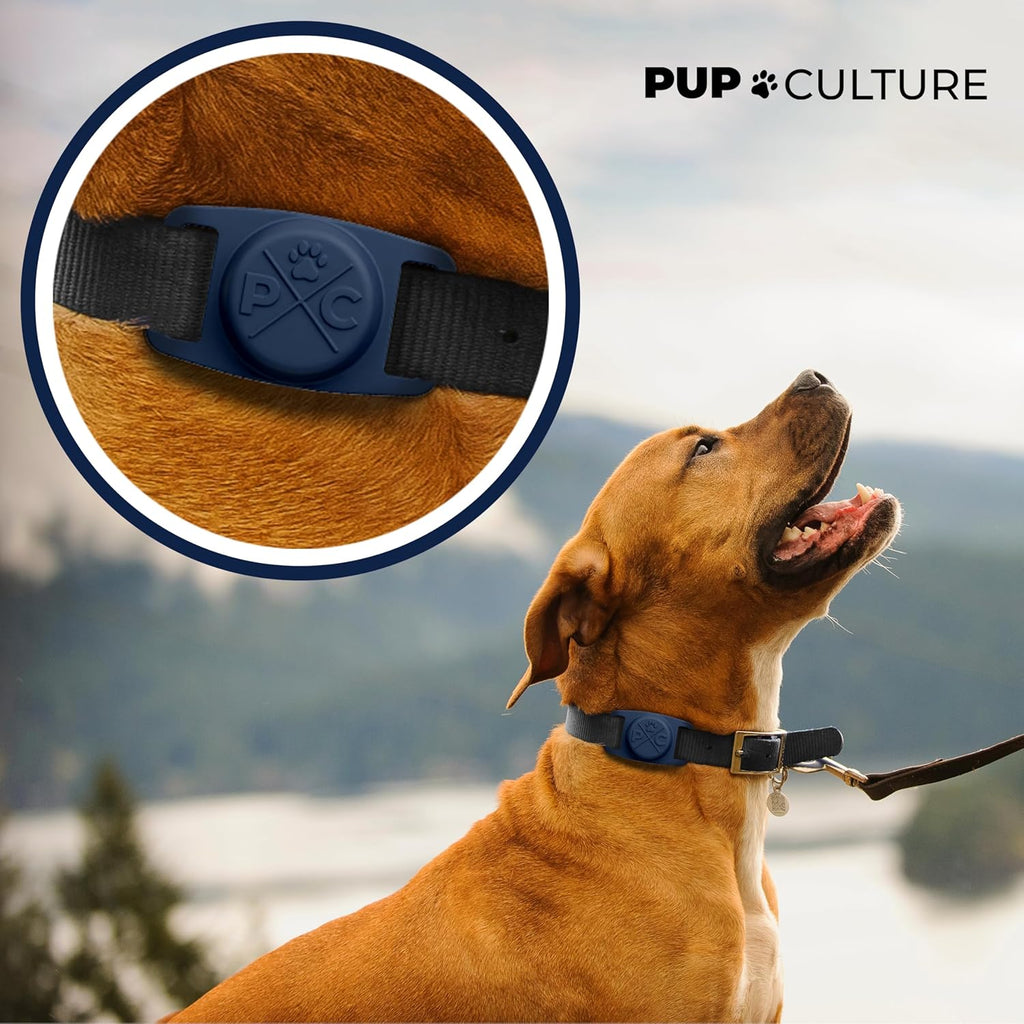 Pup Culture (2 Pack) AirTag Dog Collar Holder - Durable and Protective Dog Collar AirTag Holder- Track Your Pet Using Apple AirTag Technology