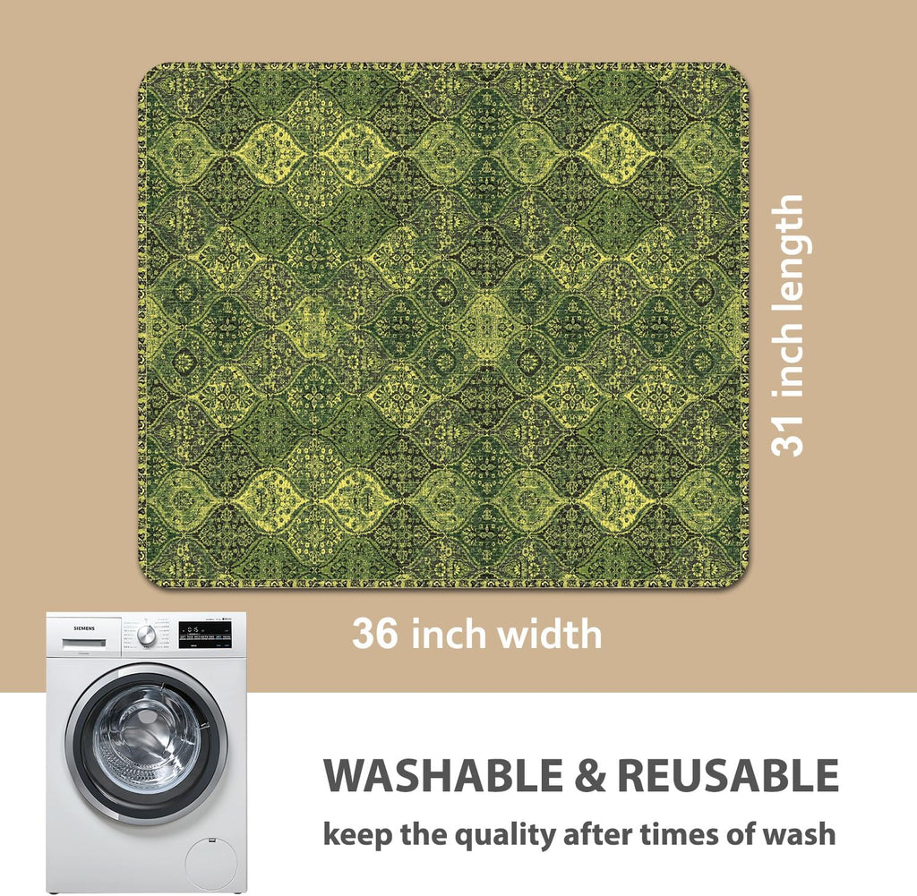 nunubaby Washable Pee Pads for Dogs, Stylish, Non-Slip and Leak-Proof Pee Pads. Reusable Potty Pads for Dogs for Crates and Floors.(Green/Multi,31" x36" )