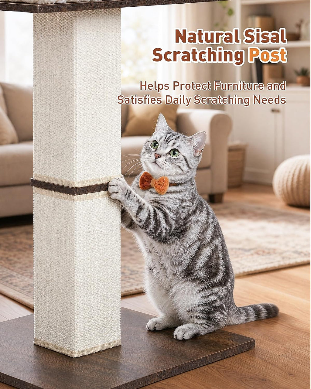 Retro Cat Scratching Post with Top Perch Bed for Indoor Cats