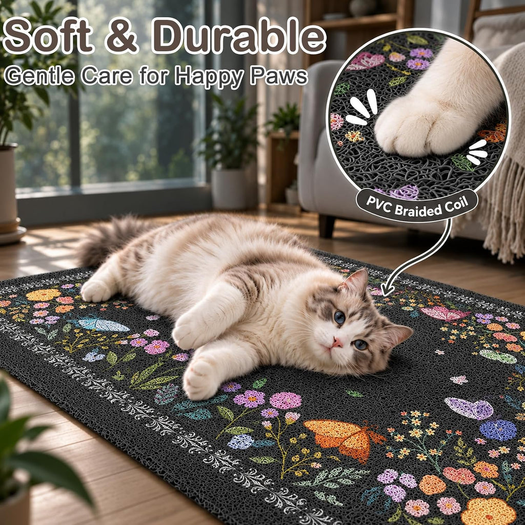 Unicorn Catcher 33"x22" Cat Litter Mat Non-Slip Washable Litter Box Mat