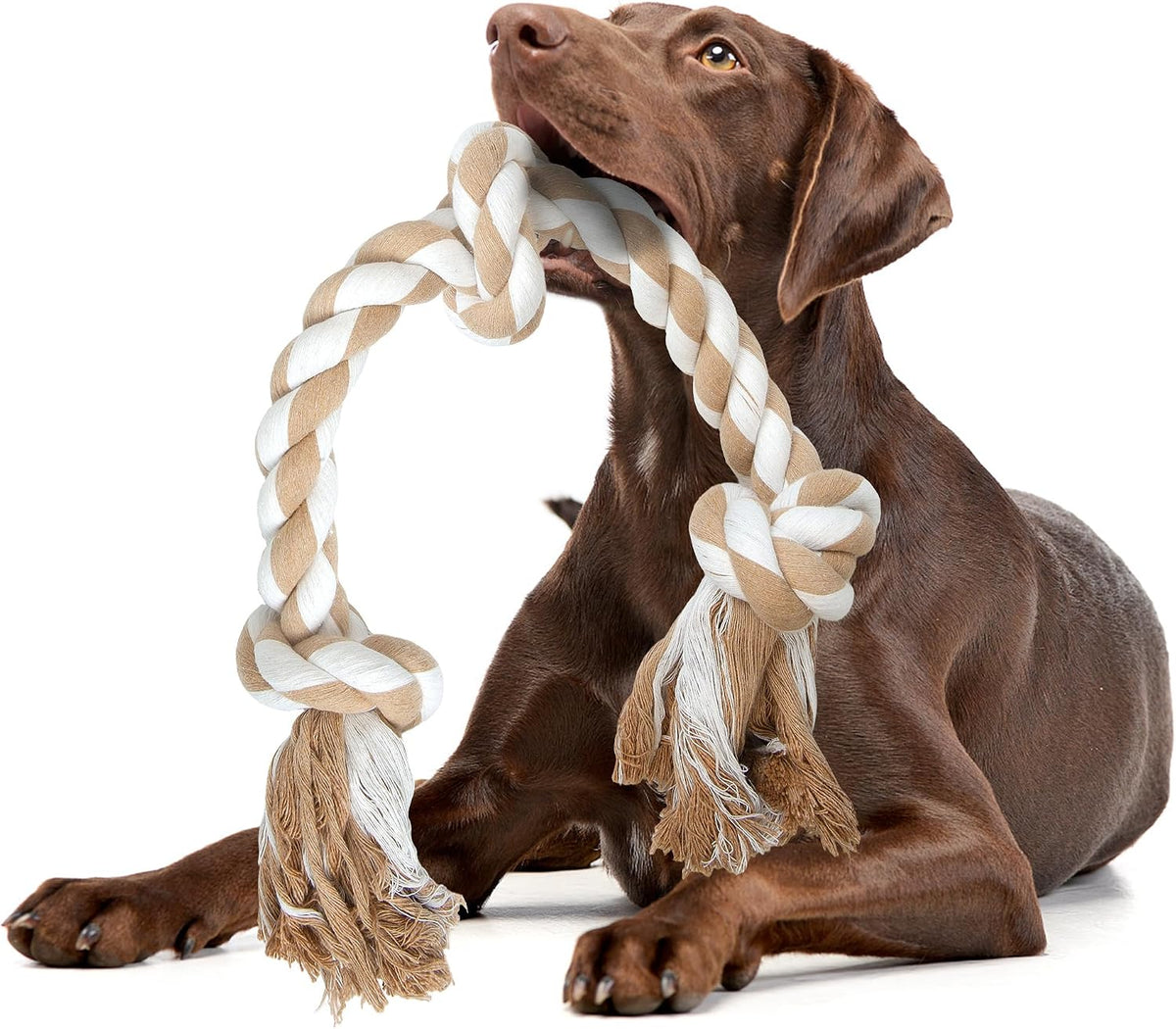 Fida Dog Rope Toys for Medium Large Dogs, Chew Toys for Aggressive Chewers | Natural Cotton, Heavy Duty Pull Rope for Tug of War and Interactive Play, Tough 3 Knots, Teeth Cleaning
