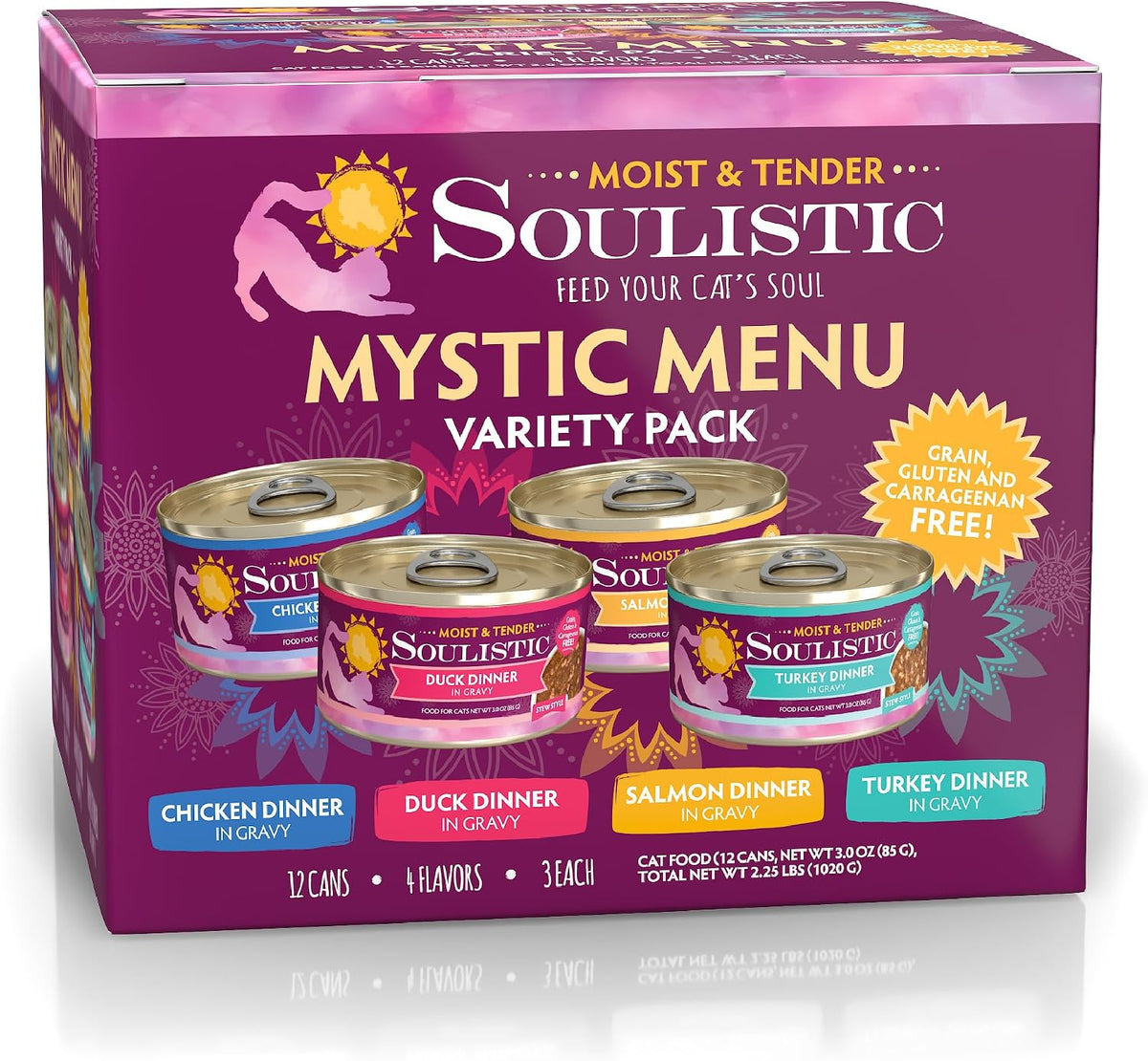 Soulistic Moist and Tender, Mystic Menu Variety Pack, 3oz Can, Pack of 12