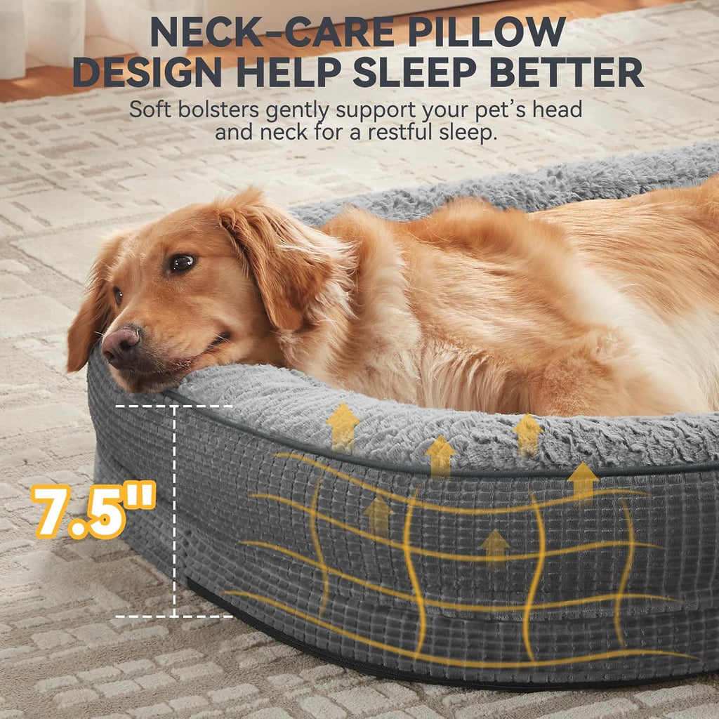 JOEJOY XL Orthopedic Dog Bed for Large Dogs, 360° Oval Bolster, 45"