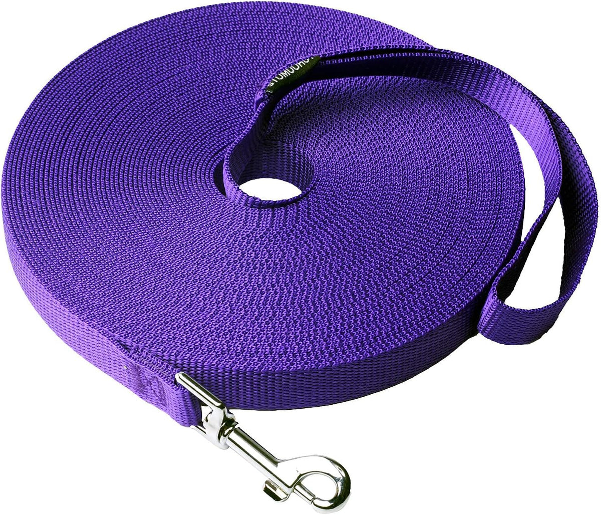 Dog/Puppy Obedience Recall Training Agility Lead -15ft 20ft 30ft 40ft 50ft Training Leash - Great for Play, Camping, or Backyard - Purple 50ft
