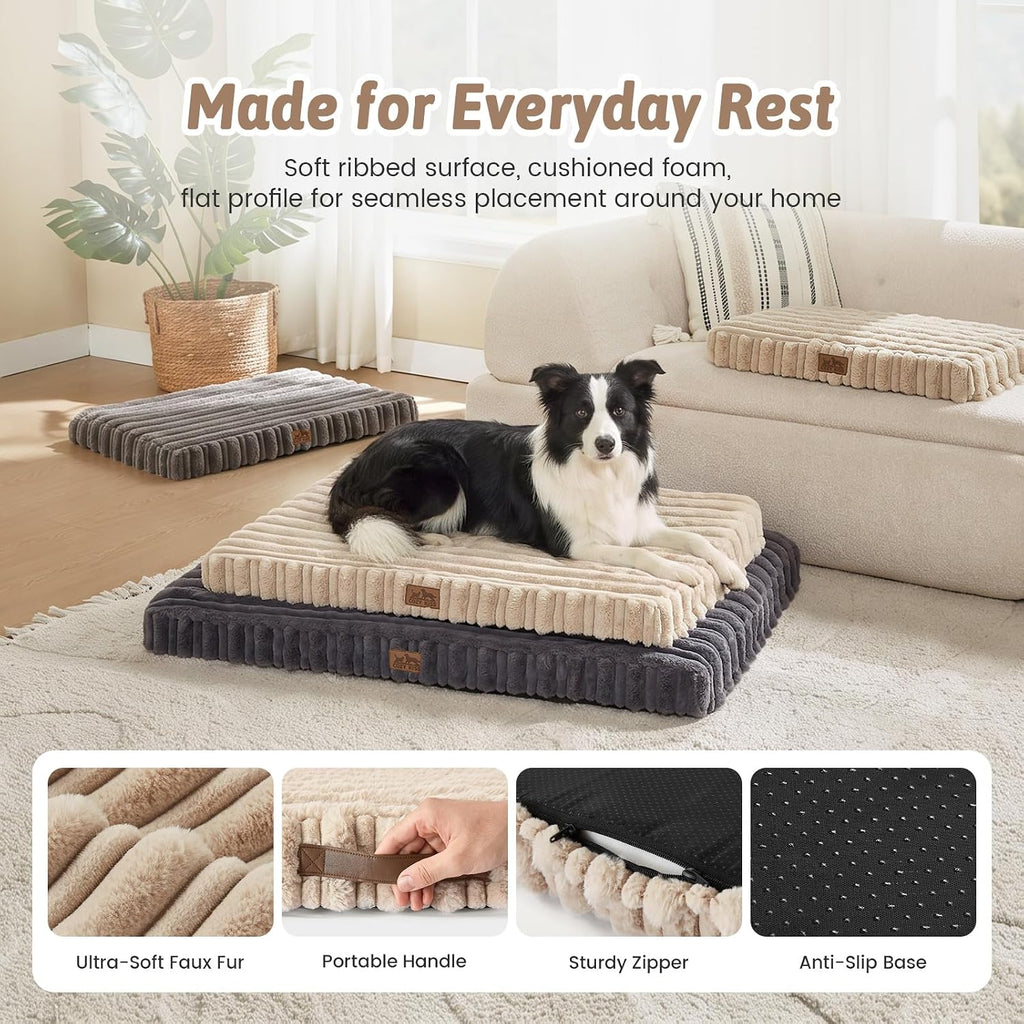 COZY KISS Orthopedic Washable Dog Bed for Crate, 35IN, Beige
