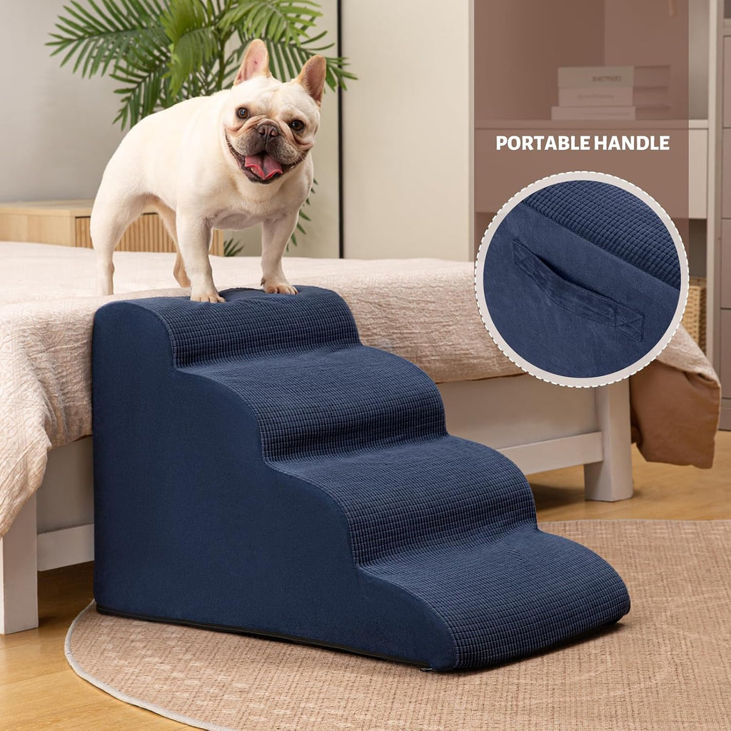 Aodisman Dog Steps for Bed or Couch,4-Step Pet Stairs Ramp for Small Dogs