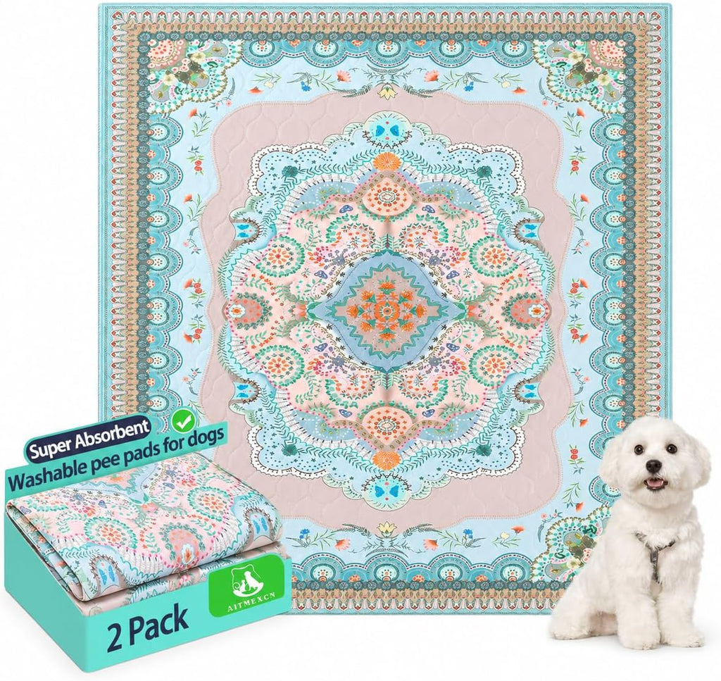 Washable Pee Pads for Dogs, 18"x24", 2 Pack Reusable Puppy Training Pads | Super Absorbent, Leak-Resistant and Non-Slip for Puppy Training, Crates, Playpens, Whelping and Senior Dog Care