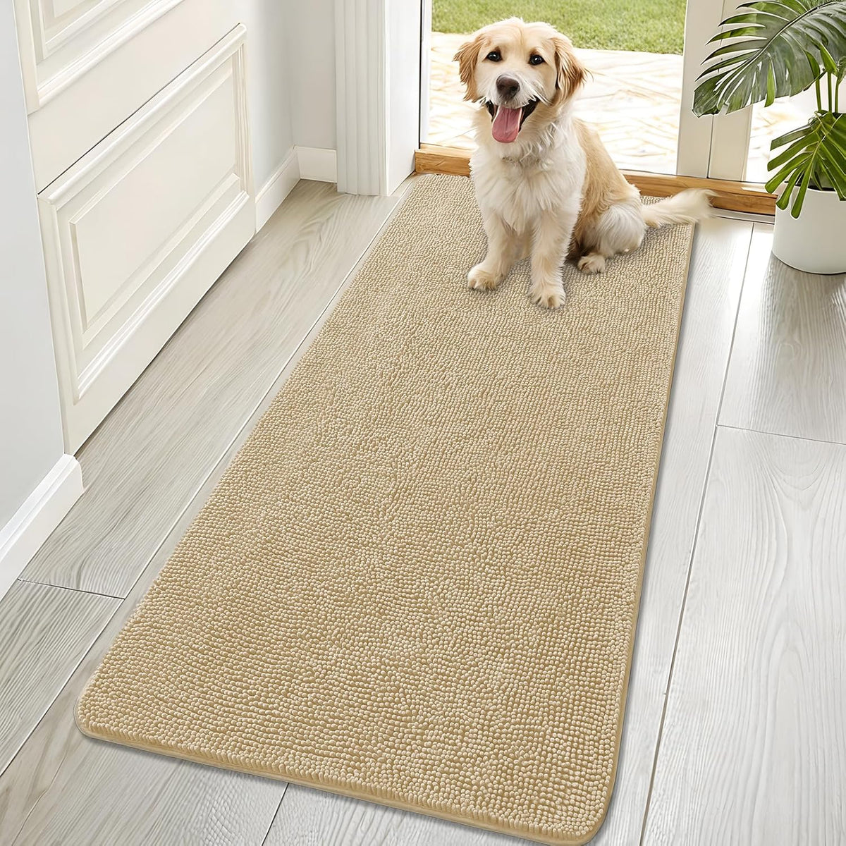 OLANLY Dog Door Mat for Muddy Paws 70x32, Super Absorbent Chenille Mud Mat
