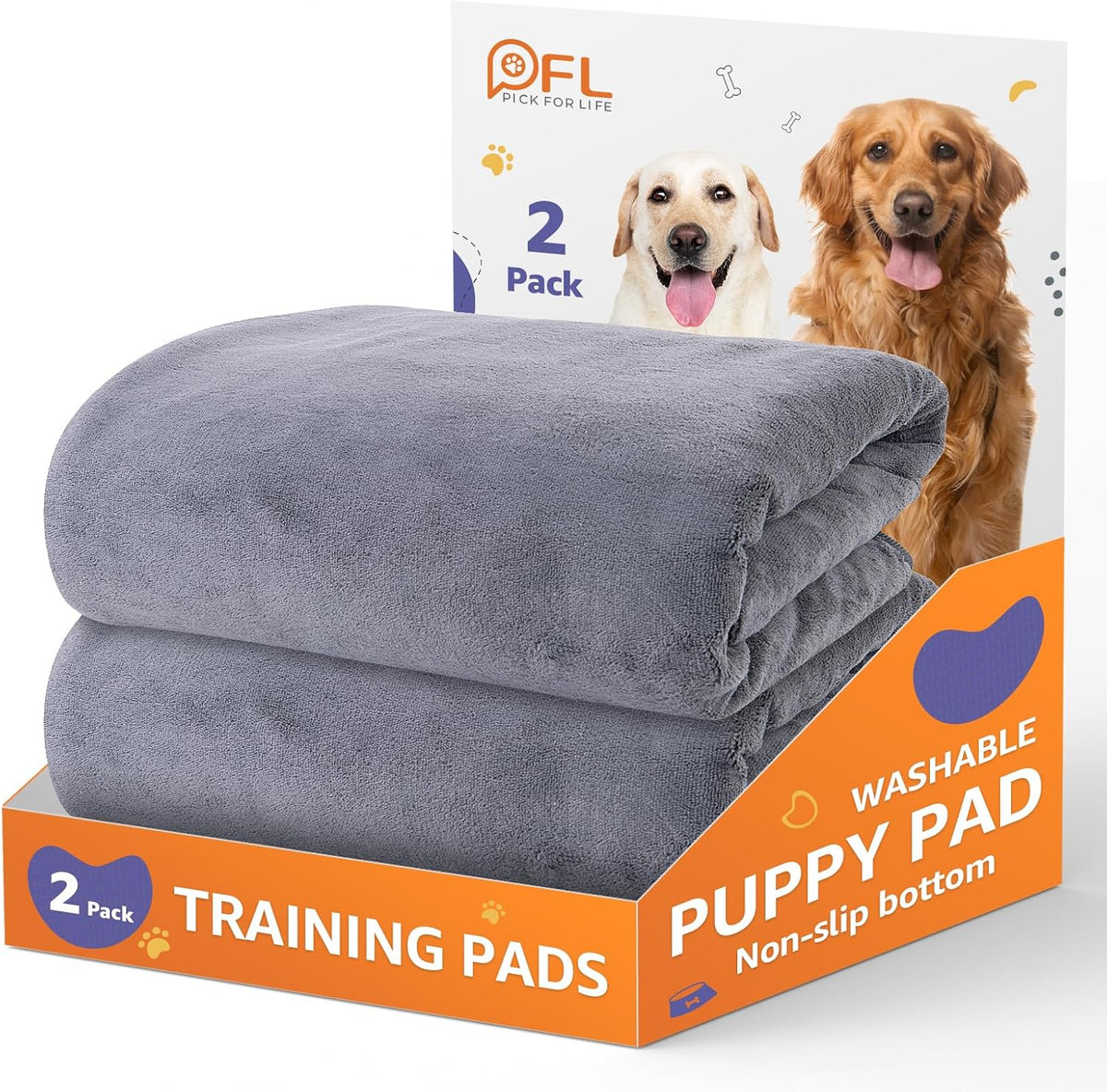 Washable Pee Pads for Dogs,2 Pack 48x48 Reusable Whelping Pads for Playpen | Waterproof, Absorbent, Leakproof,Dog Maat for Old Dog Incontinence, Potty Training, Order Control, Fast Dry