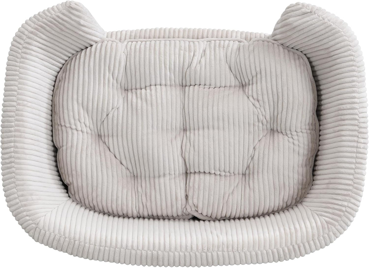 Christopher Knight Home Elroy Orthopedic Dog Bed, Elevated Dog Sofa Bed for Small Dog, Supportive Foam Pet Couch Bed with Wooden Legs, Modern Pet Sofa Bed, Light Beige