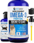 Omega 3 Fish Oil for Cats - Wild Caught, Skin and Coat, 8 fl oz Liquid