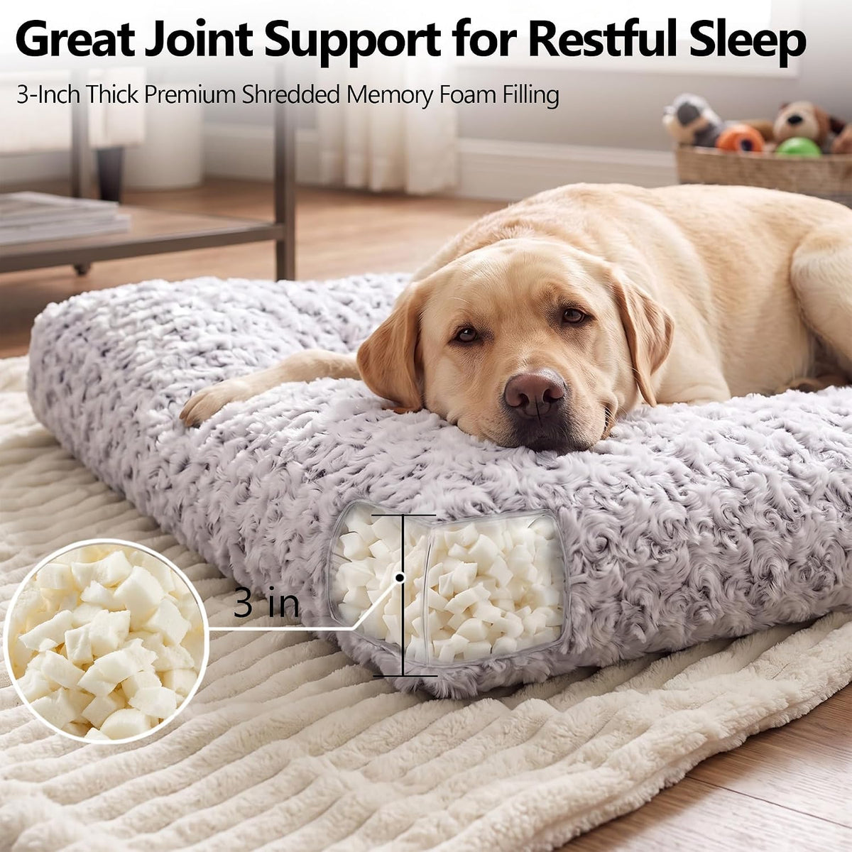 Washable Orthopedic Dog Bed Medium Size Dog Crate Bed Mat 36" Gray