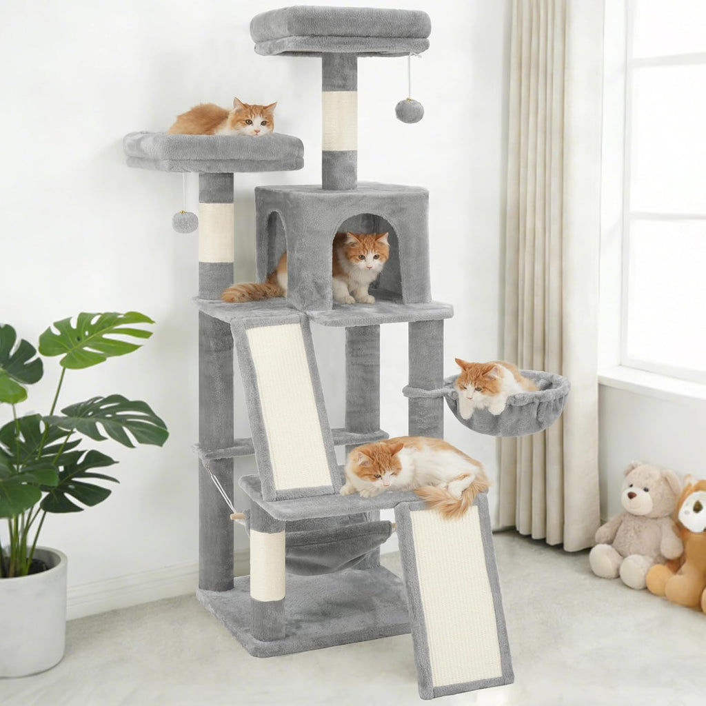 Gitelsnour Cat Tree Tower Multi-Level with 2 Scratching Boards, GCT022W