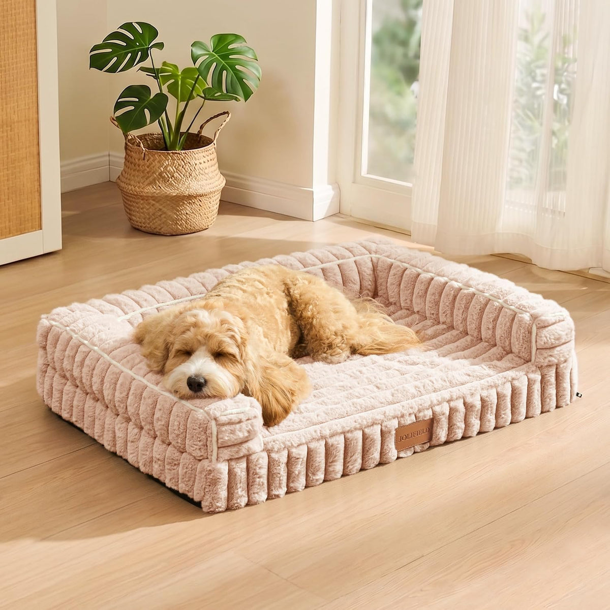 Orthopedic Medium Dog Bed Furry Pet Bed, Washable Cover 30''X20''