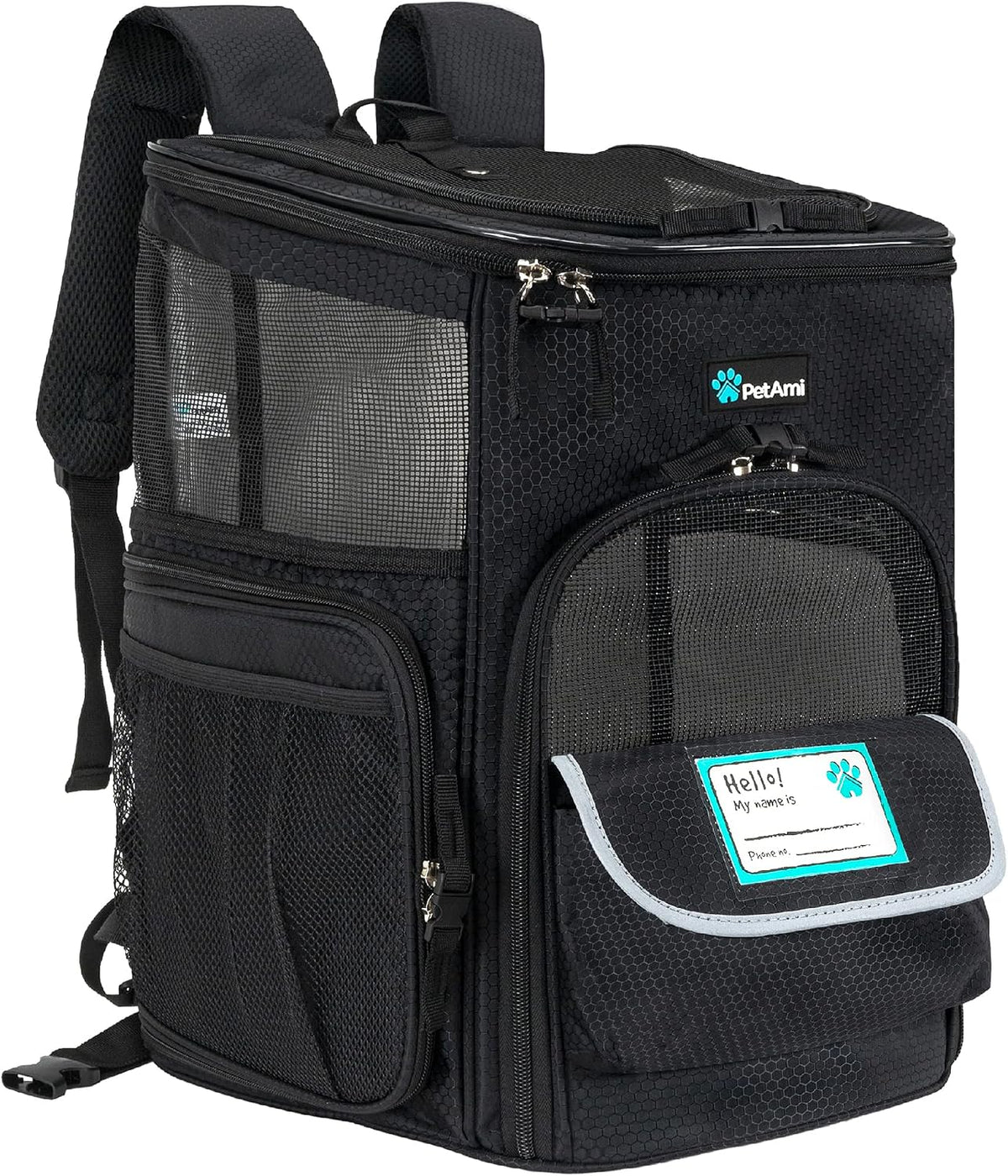 PetAmi Dog Backpack Carrier, Airline Approved 4-Way Entry Cat Bag, Black