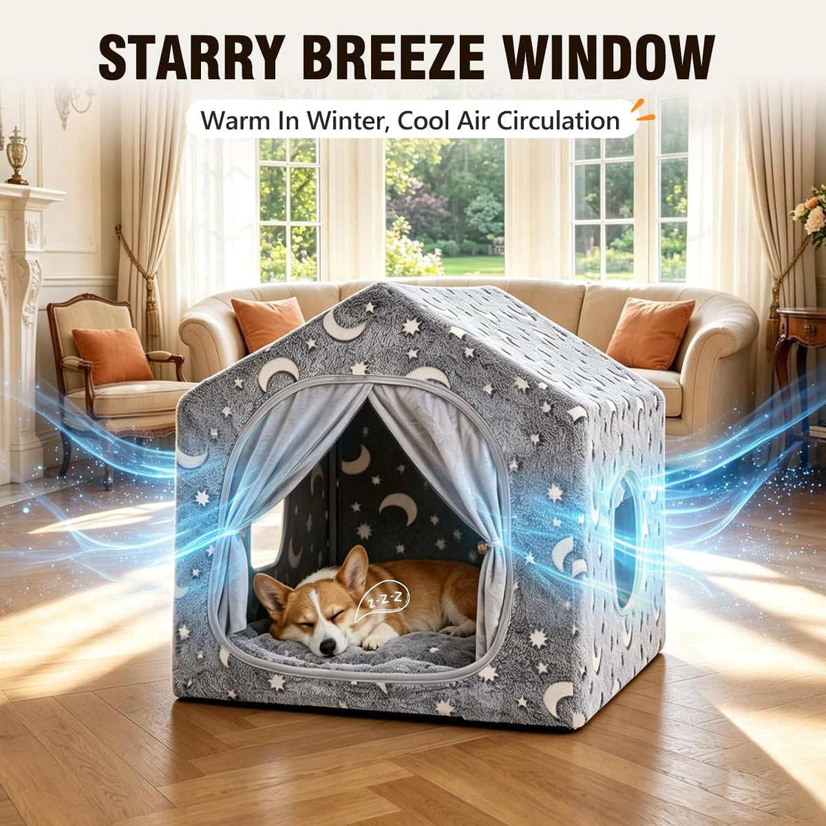 Indoor Dog House, Glow in the Dark Cave for Small & Medium Dogs