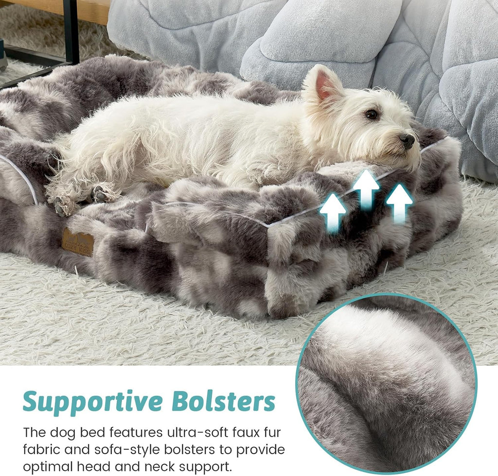 COZY KISS Warm Orthopedic Dog Bed for Large Dogs, 36x27 Inch, Tie Dye