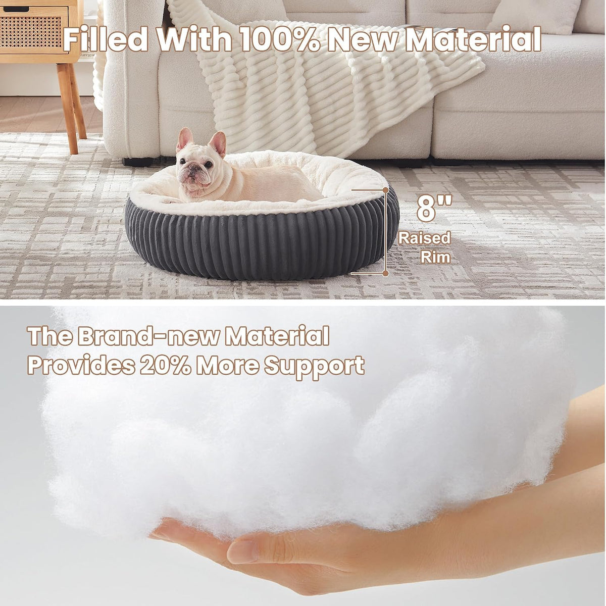 30 inches Calming Donut Dog Bed for Medium Dogs,Charcoal