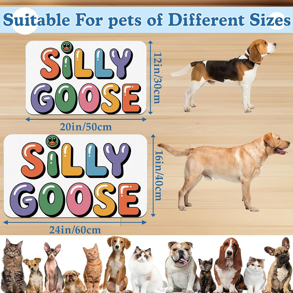 Silly Goose Pet Food Mat for Cats and Dogs–Absorbent Quick Dry Feeding Placemat, Non Slip Rubber Base, Waterproof Bowl Mat for Indoor Use, Pet Supplies 12"x20"