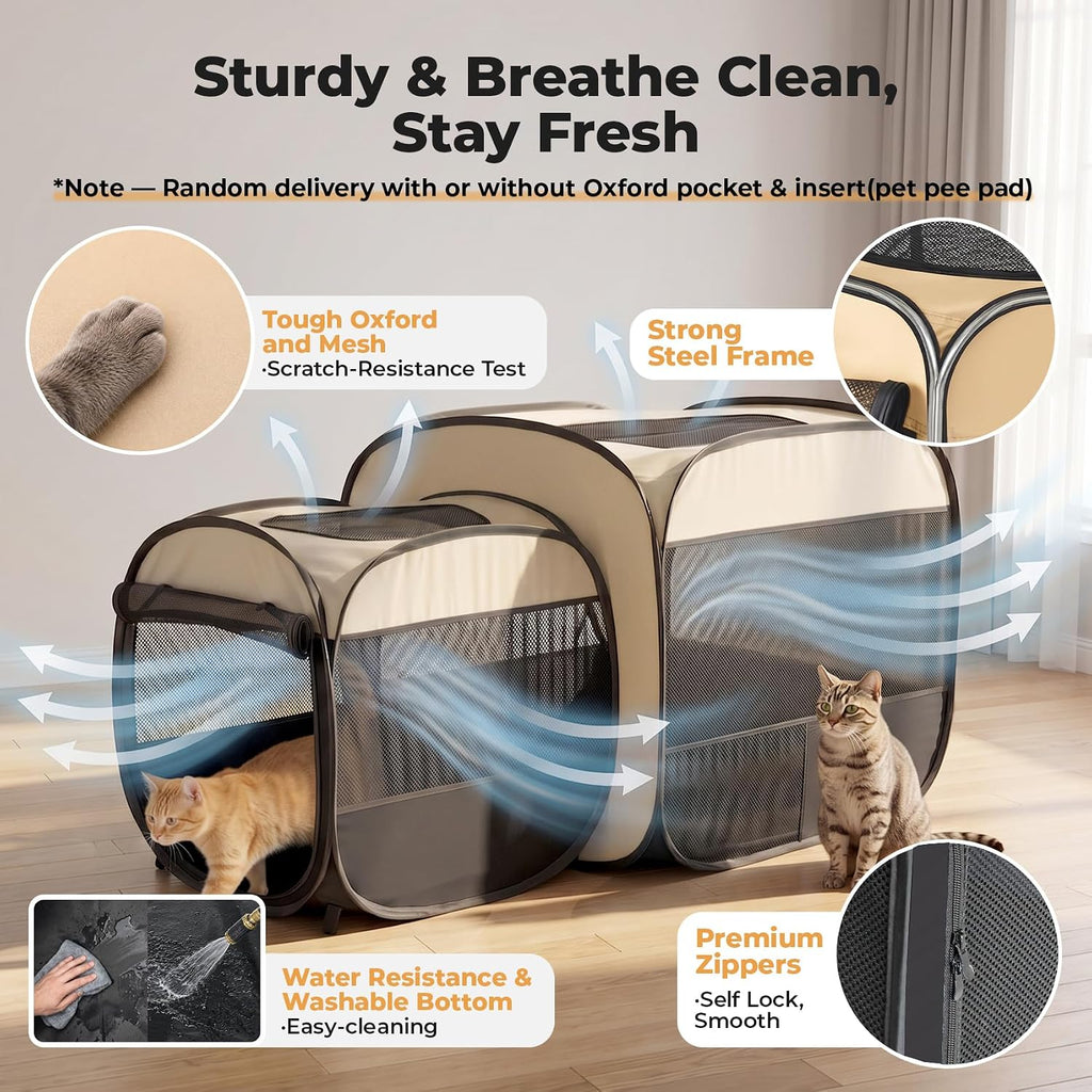 2-in-1 Dog Playpen Portable Cat Playpen, Not Separated, No Assembly