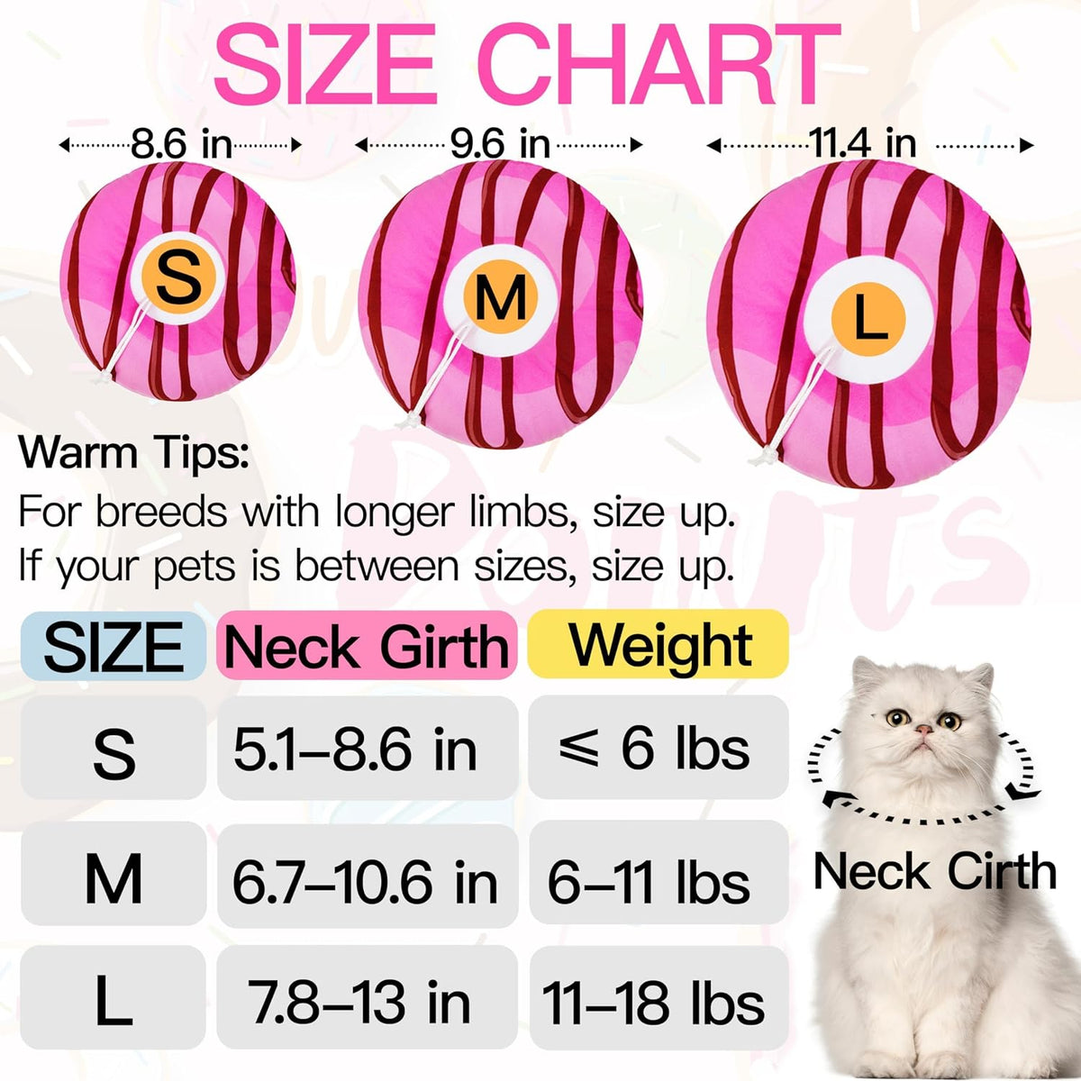 Cat Cone Collar Soft, Cute Cat Donut Collar After Surgery, Adjustable Kitten Recovery Cones to Stop Licking, Lightweight Neck Elizabethan Collars for Cats Kittens (Chocolate Pink, Medium)
