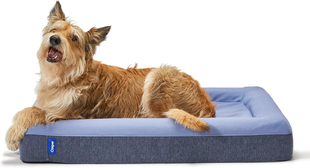 Casper Dog Bed, Plush Memory Foam, Large, Blue, 35.0"L x 45.0"W x 7.0"Th
