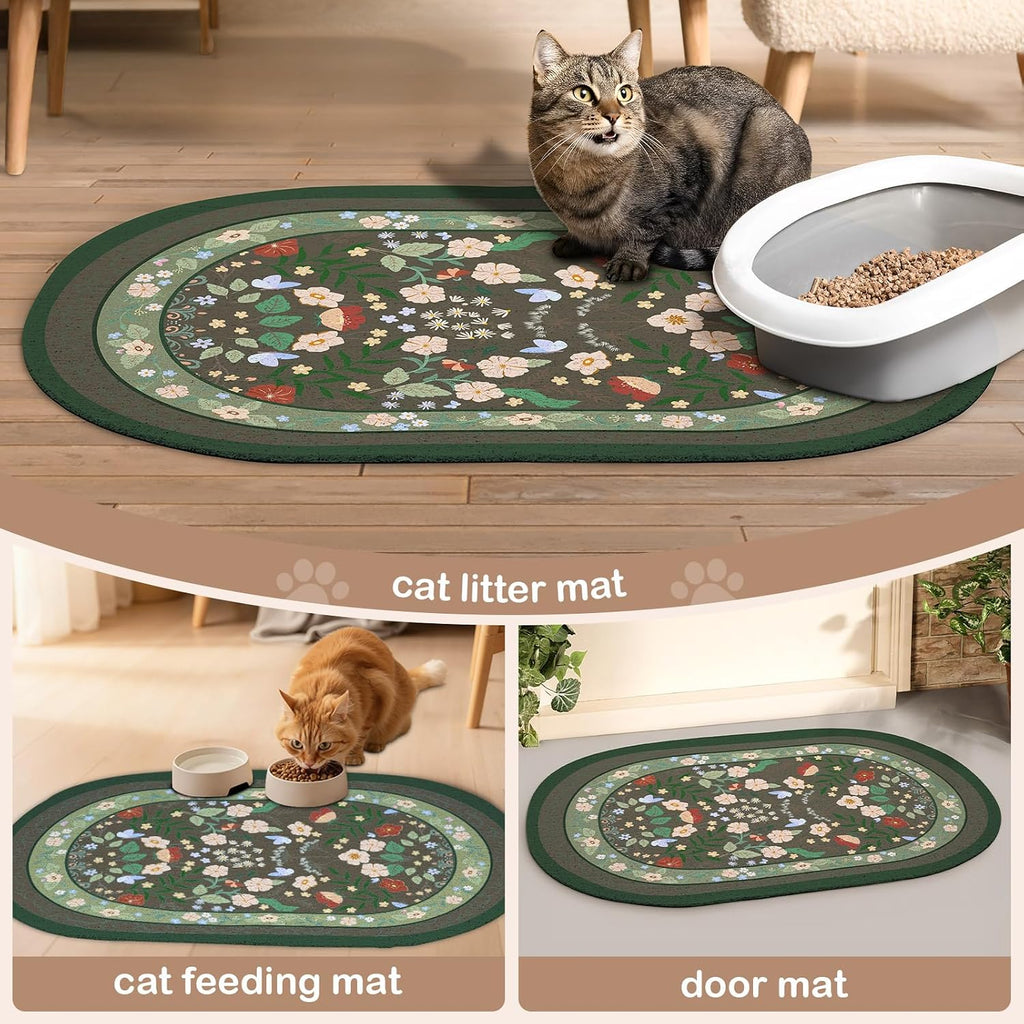 Bienbee Cat Litter Mat, 33" x 22" Dense Trapping Mesh for Litter Boxes | Litter Box Mat with PVC Mesh, Waterproof &Urineproof, Non-Slip Grip, Soft On Kitty Paws and Easy to Clean to Protect Floor