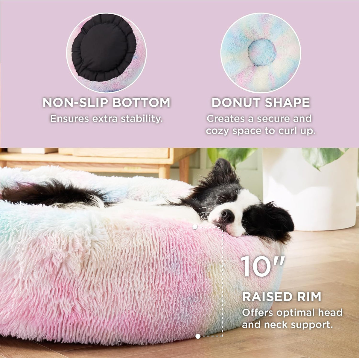 Bedsure Calming Dog Beds Large Sized Dog Donut Washable Pet Bed,36ins