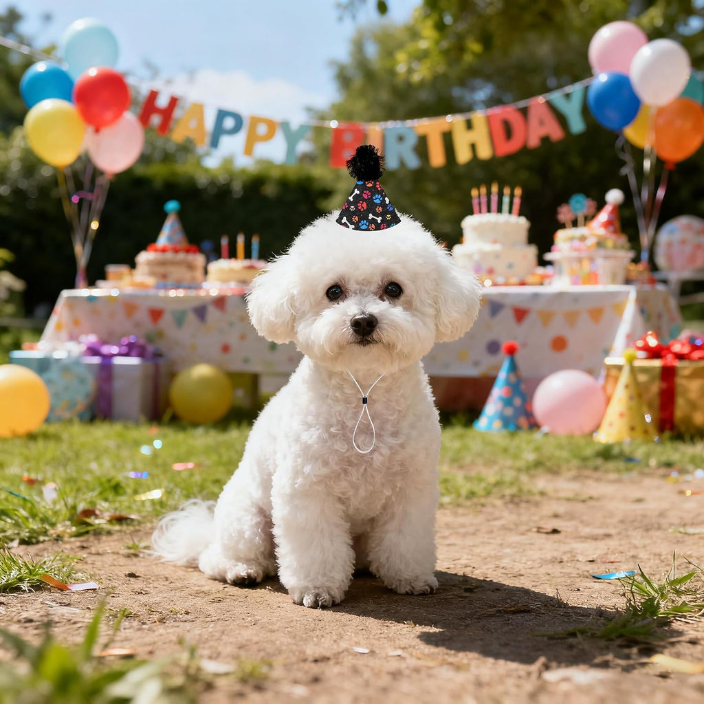 6PCS Mini Party Hats Felt for Small Dog Doggy Puppy Cat Paw Bone