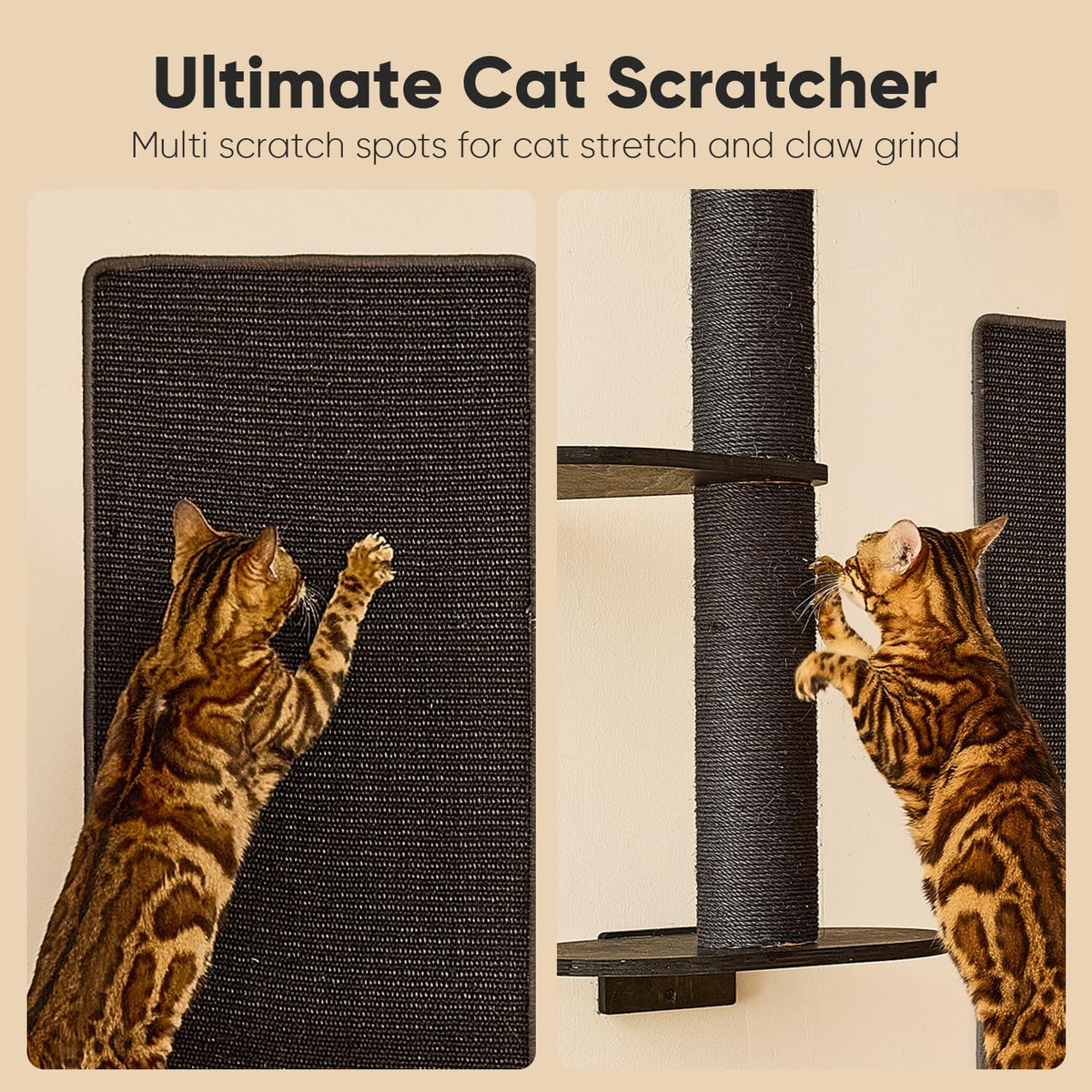 FUKUMARU Cat Wall Shelves, 4 in 1 Set, Black