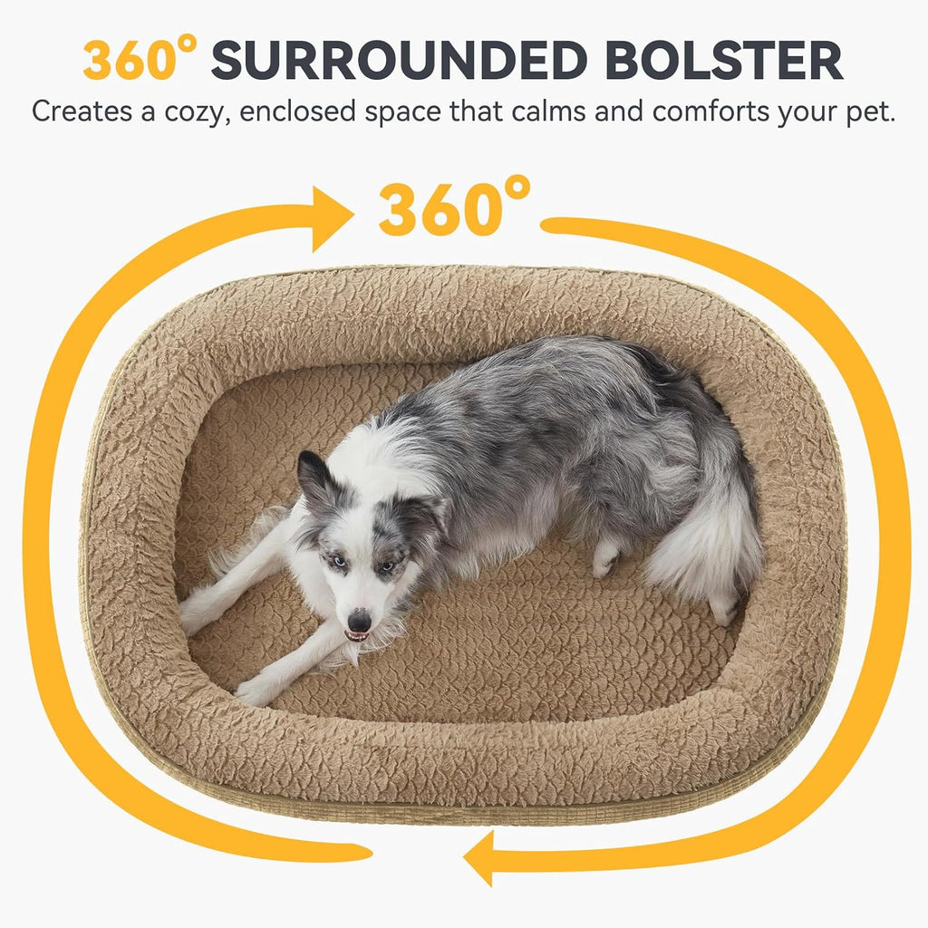 JOEJOY Orthopedic Dog Bed for Medium Dogs, 360° Oval Bolster, 28"