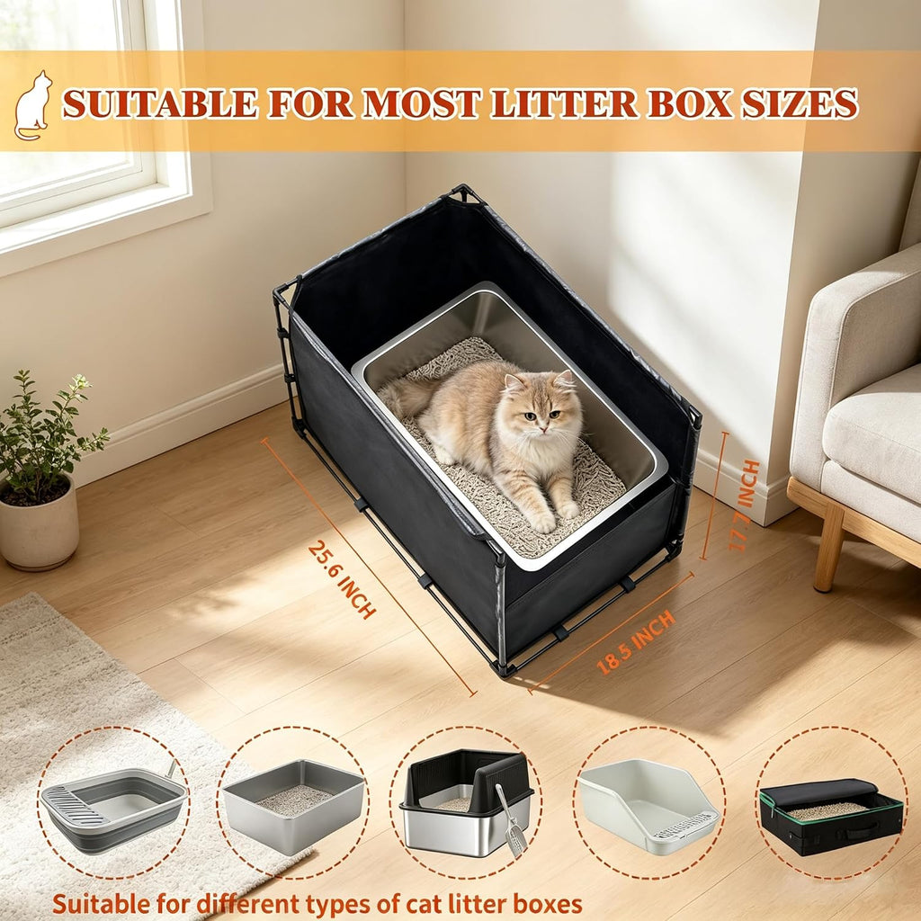 Medium Cat Litter Box Enclosure with High Front Splash Guard