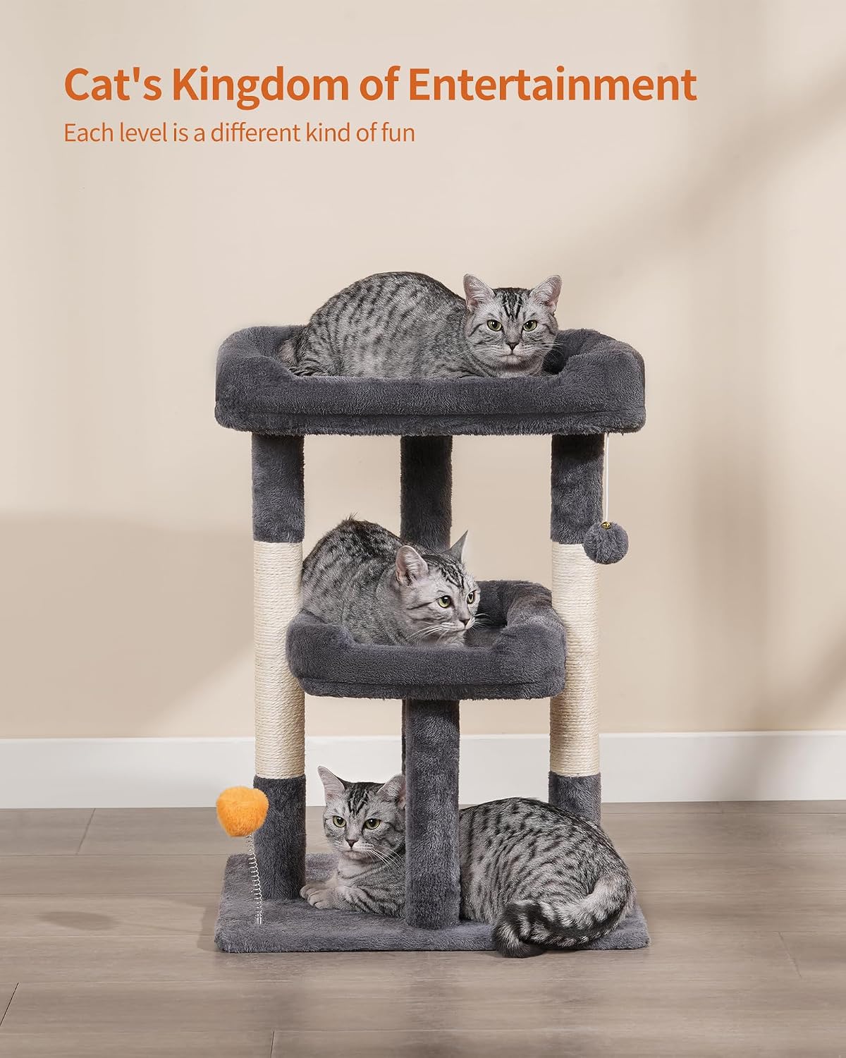 FourFurPets Small Cat Tree, Cat Tower for Indoor Cats, Anti-tip Kit,Kittens