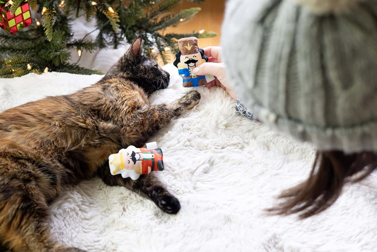 Pearhead Holiday Nutcrackers Cat Toy Set, Christmas Pet Owner Gift