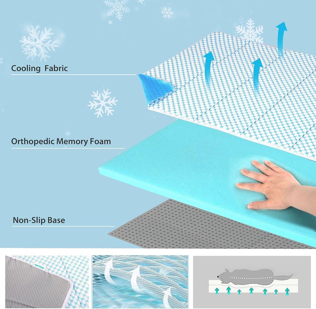 Dog Cooling Mat for Large Dogs, 24"x18" Memory Foam Pet Pad
