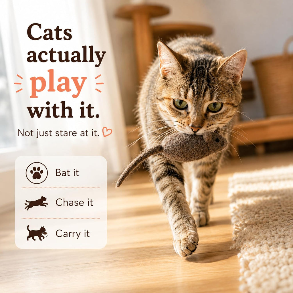 Cat Mice Toy 3 Pack, Felt Mouse Toy for Indoor Cats, No Catnip