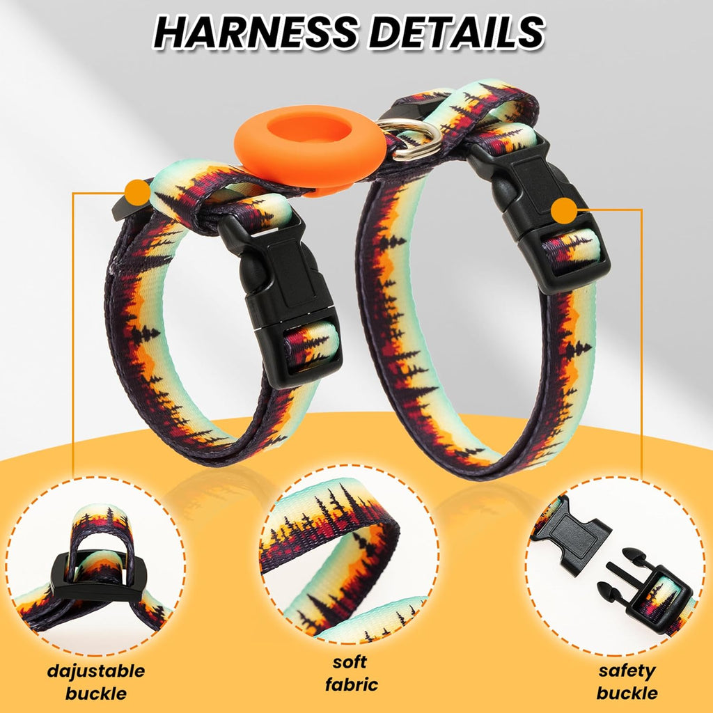 Escape Proof Cat Harness with Airtag Holder and Leash Set Outfits