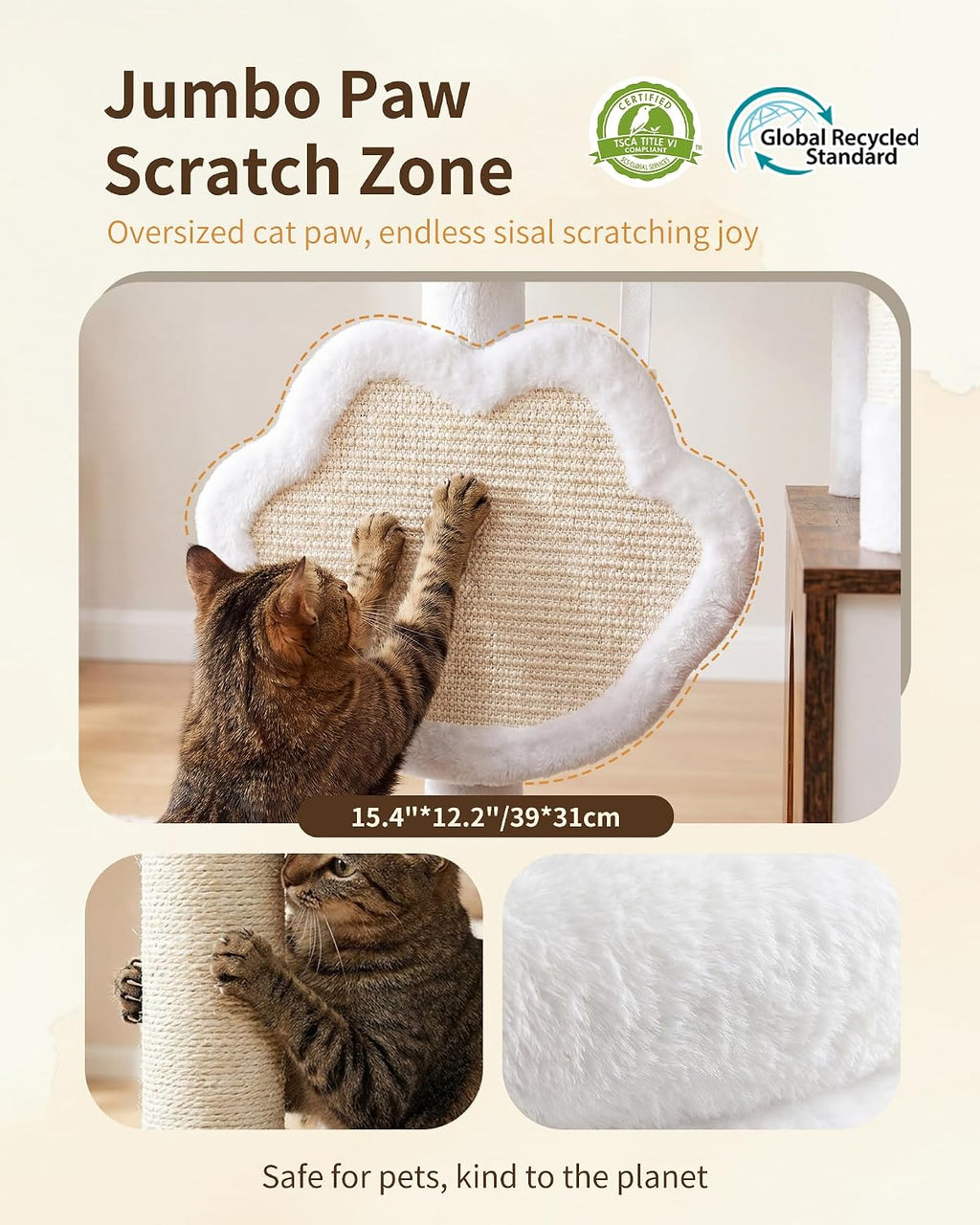 Heybly Cat Tree with Litter Box Enclosure, Modern 64" Hidden Tower HCT105SR
