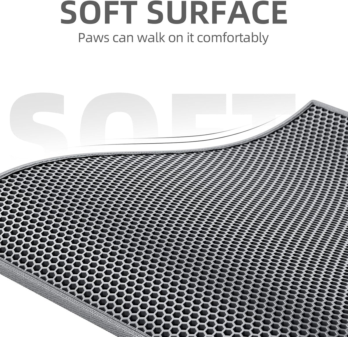 ESTHELLO Cat Litter Mat Honeycomb Double Layer Design 30’’ x 24’’ Gray