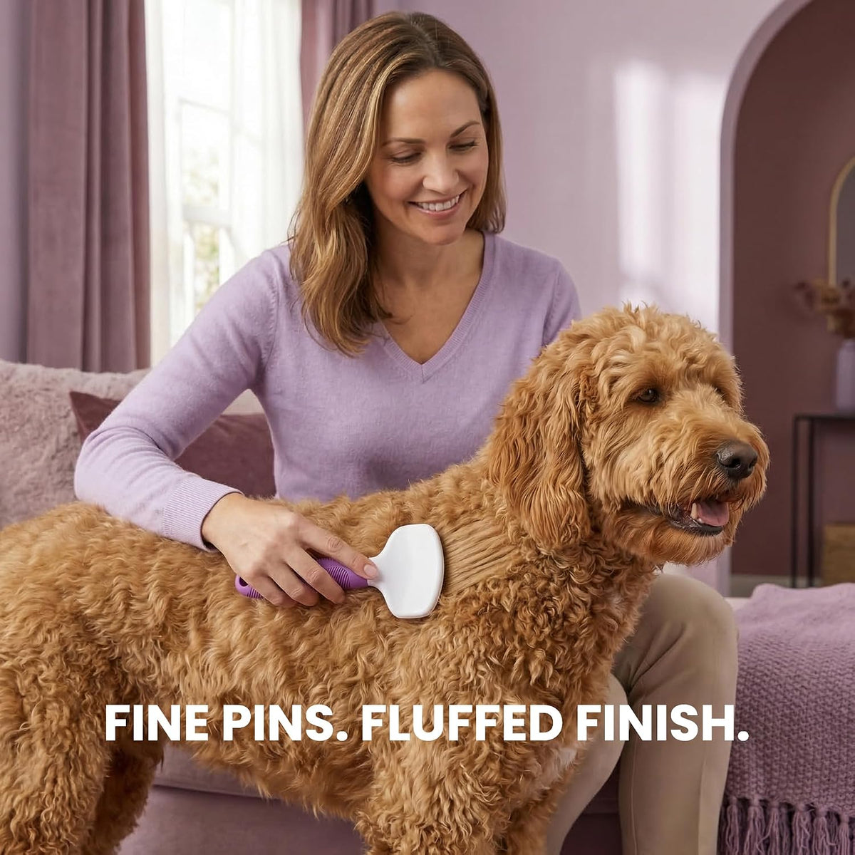 Poodle Pet Slicker Brush - For Dogs, Cats, Rabbits - Matted/Loose Fur, Knots - Suitable for Doodle/Goldendoodle Grooming and Shredding Short/Long Hair (Pack of 2)