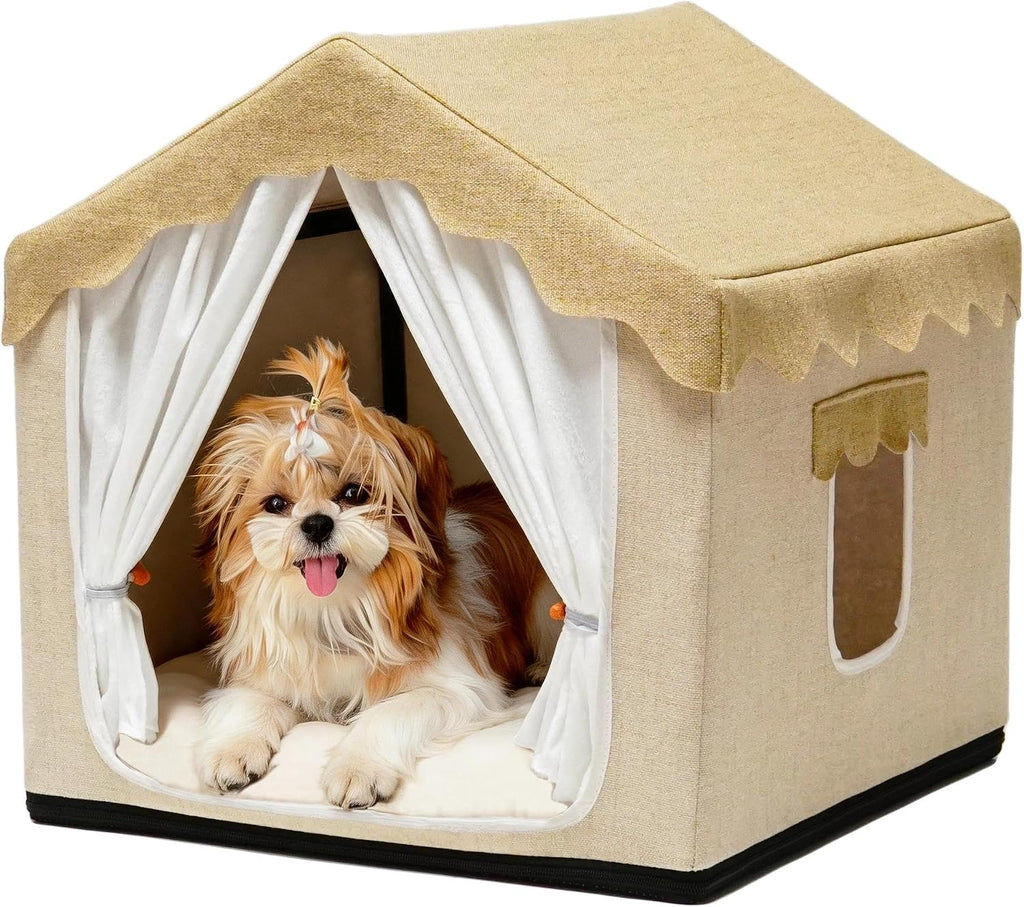 Boho Dog House Indoor, Soft Cozy Dog Cave for Cat & Small Dogs