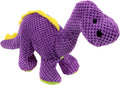 goDog Dinos Bruto Checkers Tough Plush Toy with Chew Guard Technology, Durable Checkered Fabric & Squeaker for Active Play, Purple, Large
