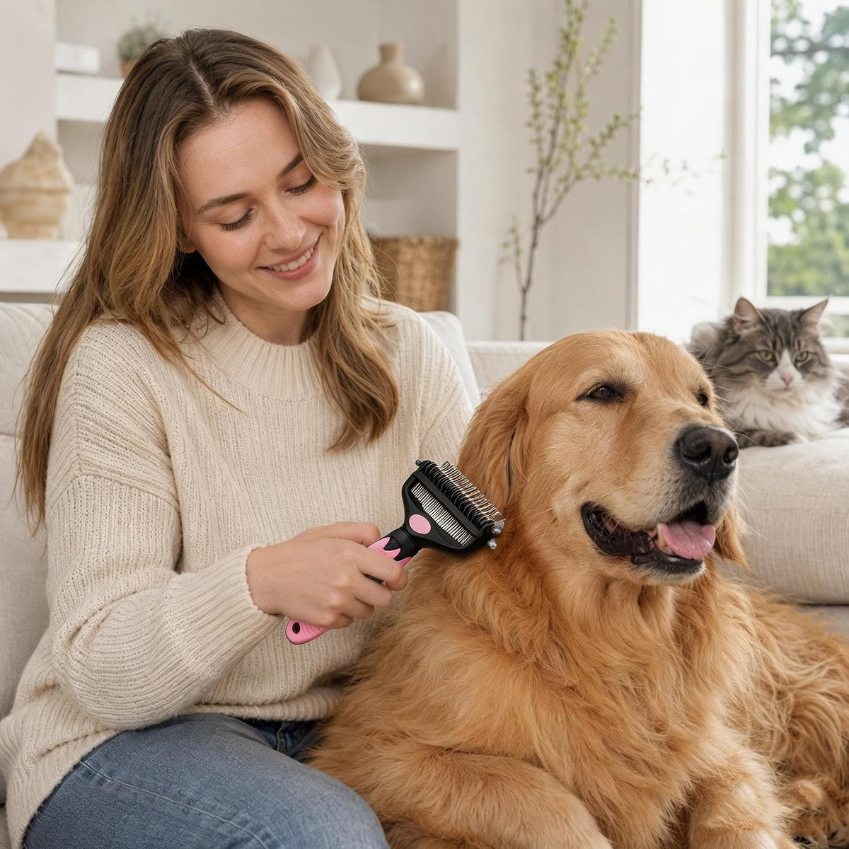3-in-1 Pet Grooming Tool Dematting Comb Undercoat Rake Deshedding Brush
