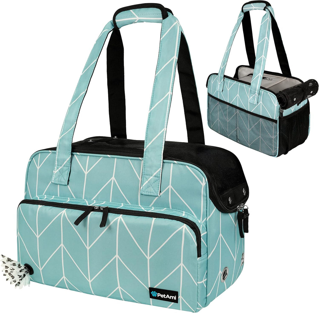 PetAmi Small Dog Purse Carrier, Airline Approved Soft Sided Tote, Teal
